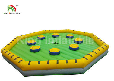Outside Yellow Challenge Inflatable Meltdown Sport Game With Rotative Machine