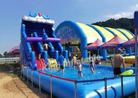 Коммерчески голубые раздувные выскальзывание и скольжение с большим бассейном для взрослого и детей