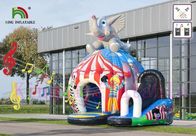 Замок красочного диско цирка раздувной скача с скольжением напечатал клоуна/животных