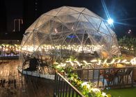 Шатер на открытом воздухе прозрачного пузыря шатра геодезического купола 4 m располагаясь лагерем с целью труб звезд стальных