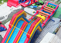Раздувной PVC голубое красное большое Inflatables полос препятствий 20m длинный для взрослых детей