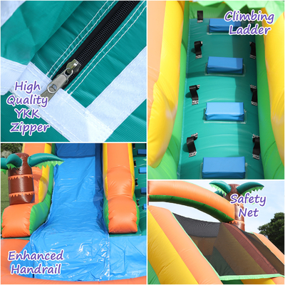 Коммерческий сухой и влажный водный горка надувный тропический Fiesta Breeze Дети надувный водный горка с бассейном