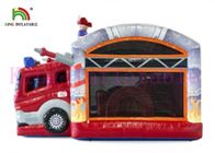 Замок ПВК красной пожарной машины 0.55мм раздувной скача с скольжением для детей