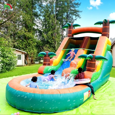 Коммерческий сухой и влажный водный горка надувный тропический Fiesta Breeze Дети надувный водный горка с бассейном